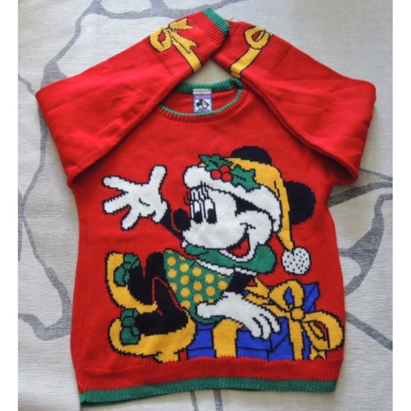 Disney Sweaters - VTG Disney Minnie Mouse Christmas Sweater Cardigan – Size Large (11/12)